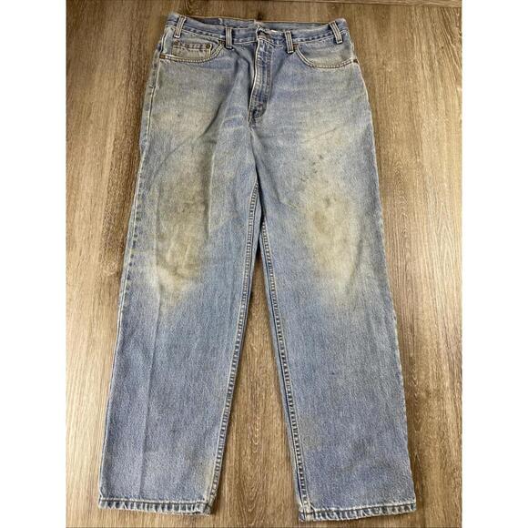 Vintage Levi's 550 Blue Jeans Men's 36 X 30 Distressed Light Wash Fade Relaxed - Picture 2 of 12